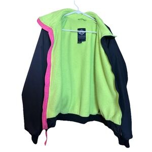 Vintage 90s Columbia Mens L Neon Fleece Lined Radial Sleeve Nylon Jacket‎ Black